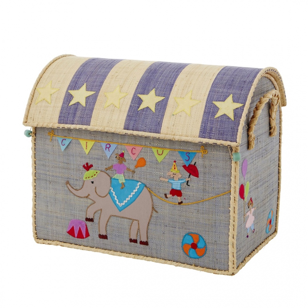 Medium Sized Circus Raffia Toy Storage Baskets Rice DK